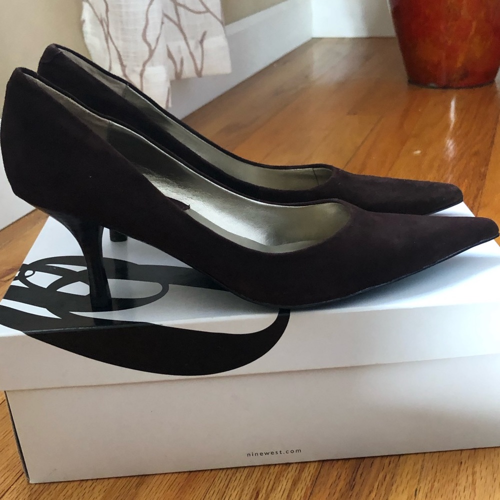 Dark brown pointy heels